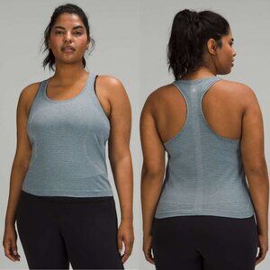 LULULEMON Swiftly Tech Racerback 2.0 Race Length Size 8 Tetra Stripe Rhino Grey